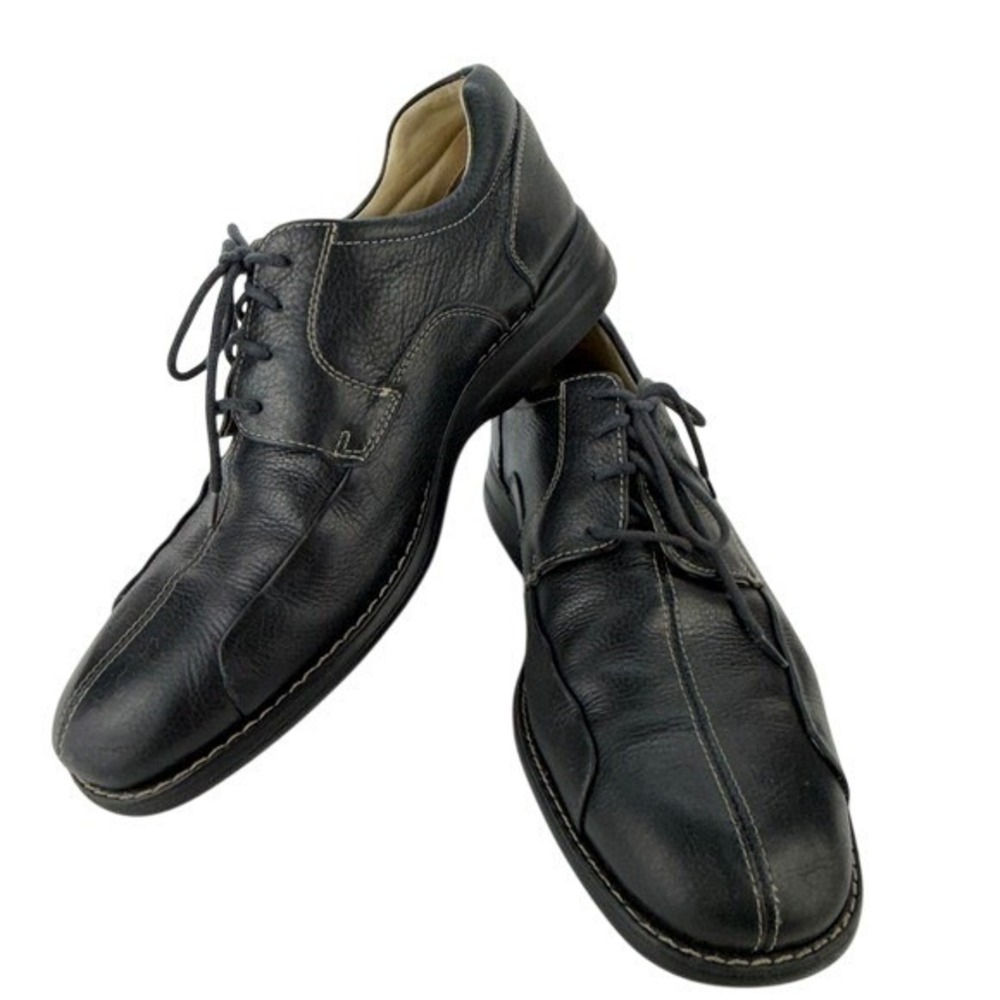 Johnston & Murphy Mens Black Pebbled Leather Split Toe Oxfords Size 9.5 M
